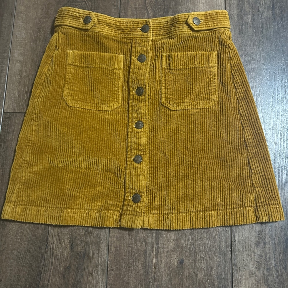 Madewell Corduroy Button-Front Mini Skirt Mustard Yellow Gold Size 2